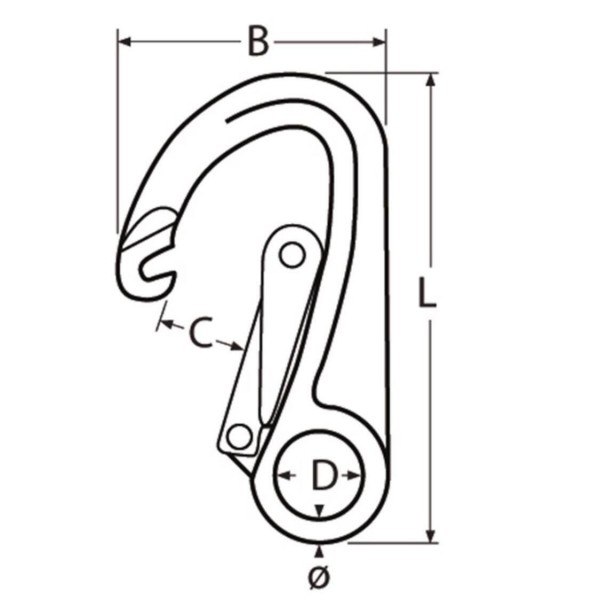 Mousqueton de sécurité pour gaffe - 110mm - N°2 - comptoirnautique.com