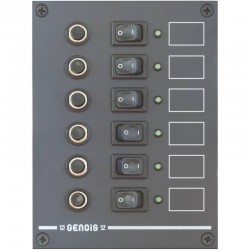 Electrical panel with 6 circuit breakers + 6 LED indicators