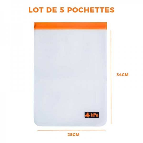 Pochette étanche IPX8 taille L - ORGADRYZER - Lot de 5 - N°2 - comptoirnautique.com