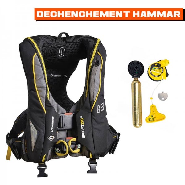 Giubbotto di salvataggio automatico Ergofit 290N Imbracatura - Torcia - Cappuccio - N°7 - comptoirnautique.com
