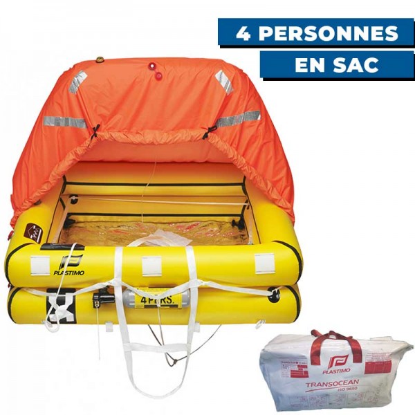 Radeau de survie hauturier Plastimo Transocéan avec armement allégé -24H 4 personnes sac - N°3 - comptoirnautique.com