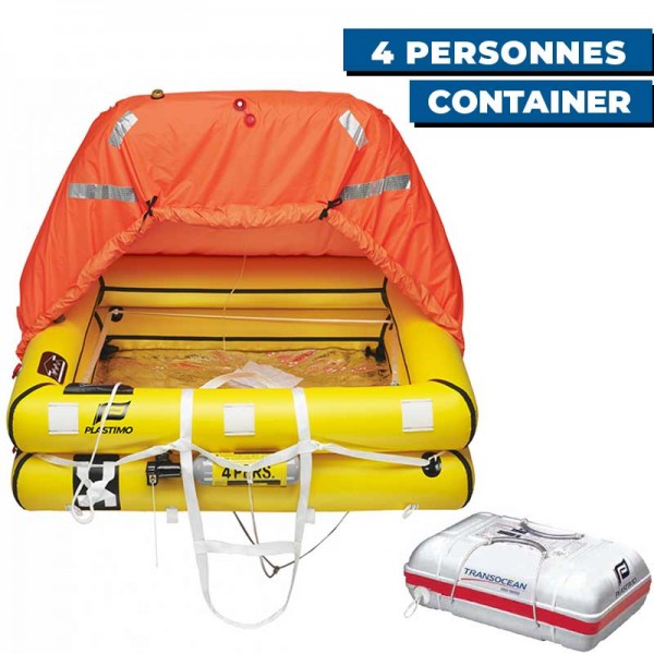 Radeau de survie hauturier Plastimo Transocéan avec armement allégé -24H 4 personnes container - N°4 - comptoirnautique.com