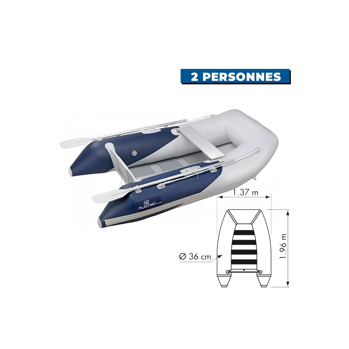 Annexe gonflable bateau RAID - 2 personnes - bleue