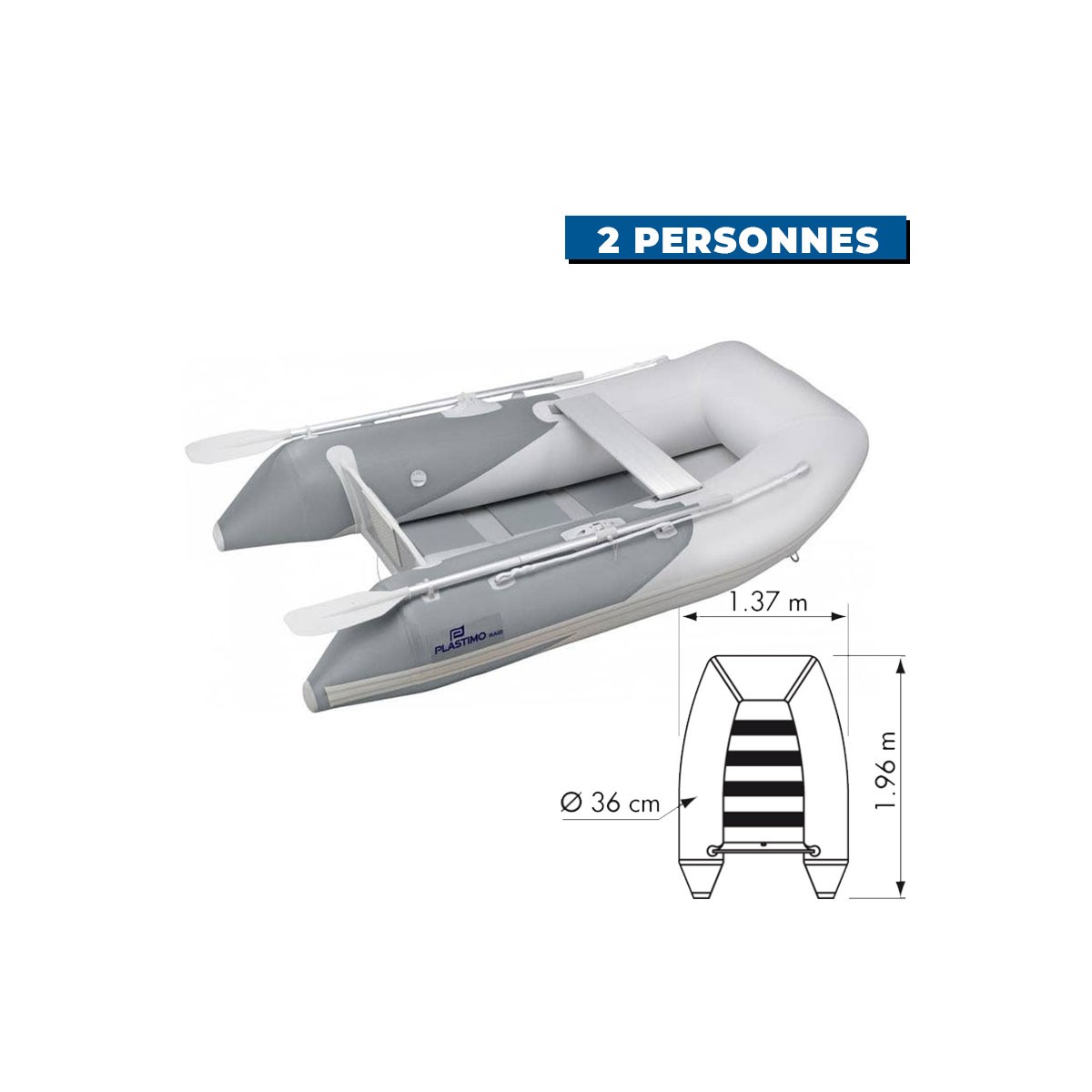 Annexe gonflable bateau RAID - 2 personnes - grise