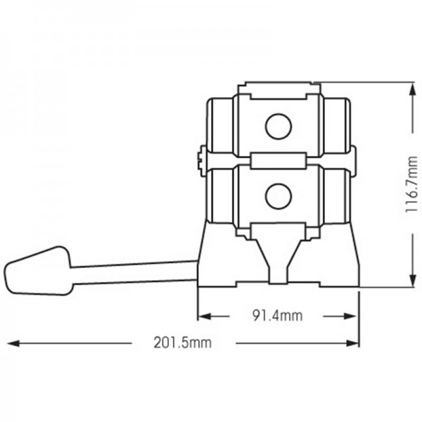 Pompe pour évier à pied double effet Plastimo dimensions vue de côté - N°1 - comptoirnautique.com