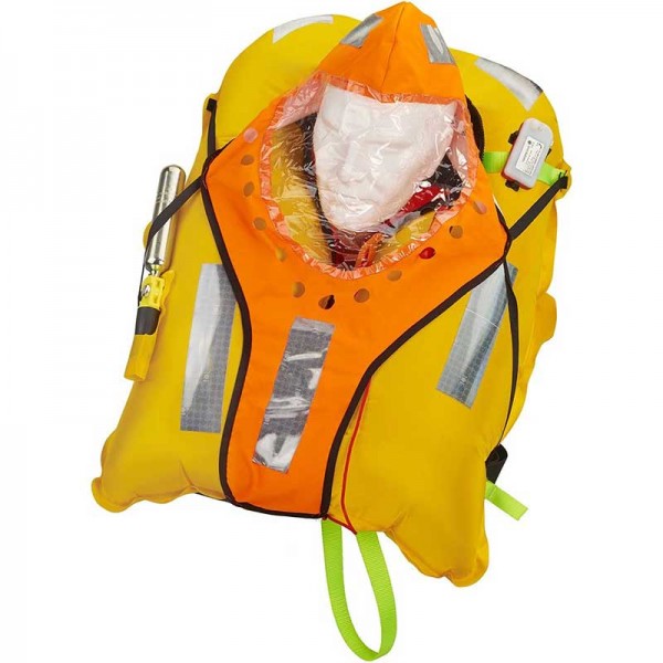Masque de protection anti-embruns pour gilets de sauvetage gonflables vue haut sur gilet gonflé - N°2 - comptoirnautique.com