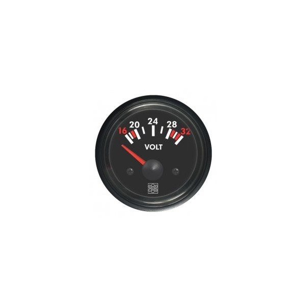 Voltmetro 16-32V Analogico ad ago rosso DIA. 52 mm - N°1 - comptoirnautique.com