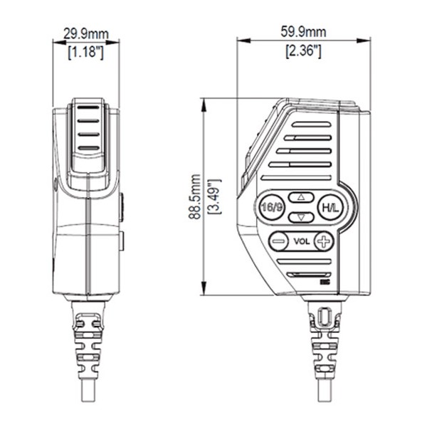 Micro pour VHF Simrad RS40 - Dimension schéma - Simrad - 000-14921-001 - N°1 - comptoirnautique.com
