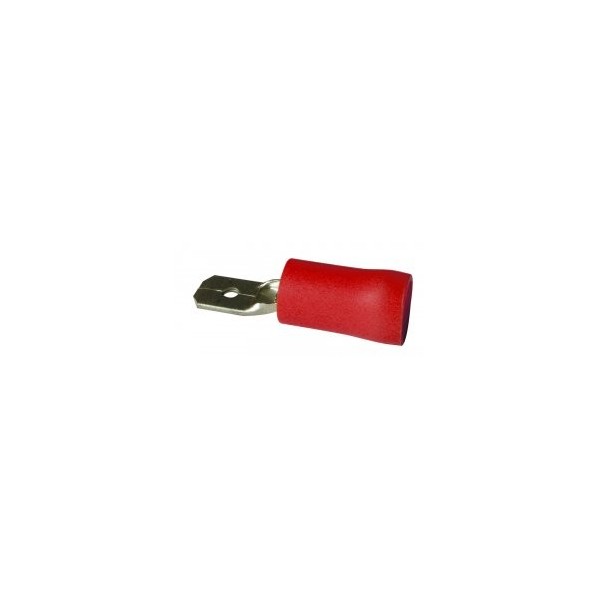 SCATOLA DI 100 CONNETTORI MASCHI 6.3mm ROSSO - N°1 - comptoirnautique.com
