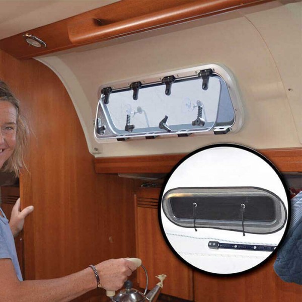 Moustiquaire intérieure pour hublot ouvrant waterline design 700x300 mm fixation ventouse intérieur et extérieur bateau - N°6 - comptoirnautique.com