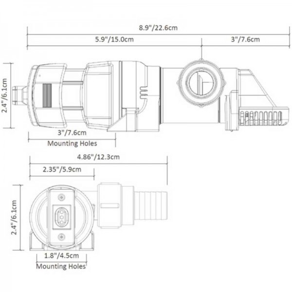 Pompe de cale Rule LP900S immergeable Automatique 12V 3400L/h dimensions - N°5 - comptoirnautique.com