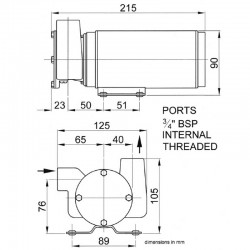 Pompe de cale Jabsco Utility Puppy 3000 12V 50L/min dimensions