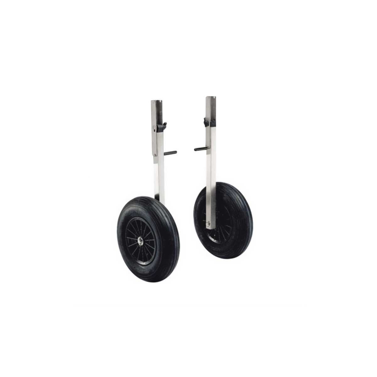 Roues sur tubes inox 304 L pour annexe de bateau