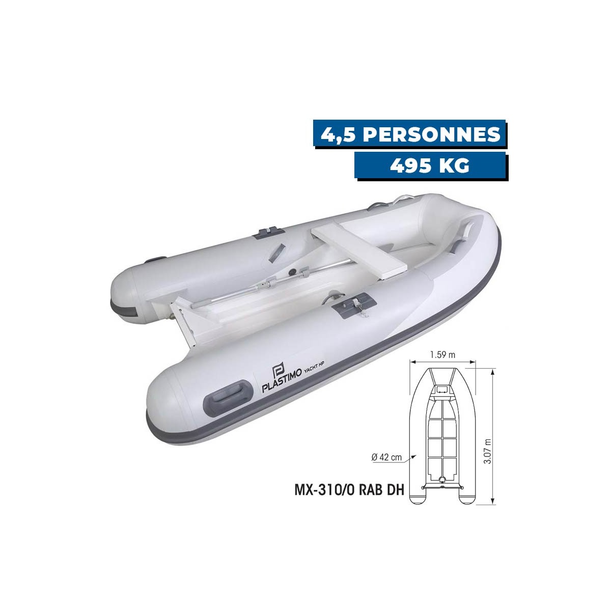 Annexe gonflable Yacht HP - Hypalon + coque double aluminium - MX-310/0 RAB DH