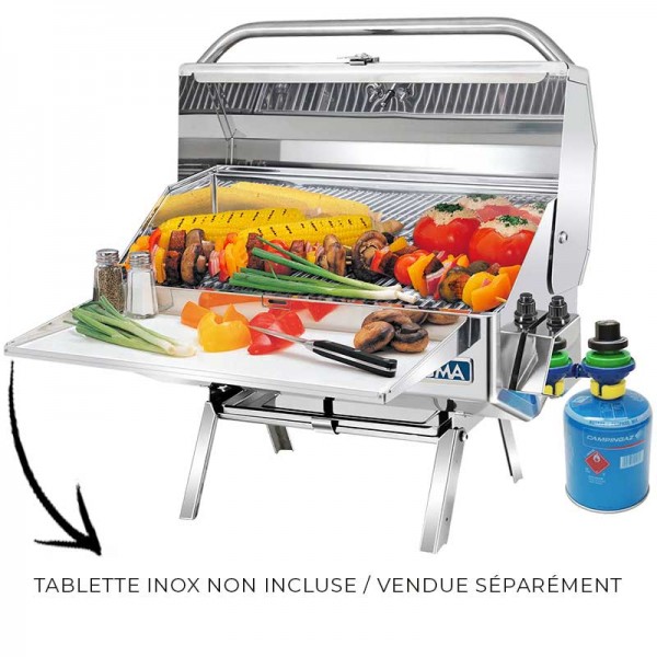 Barbecue à gaz Gourmet Newport II Magma en cuisson avec tablette inox non incluse - N°1 - comptoirnautique.com