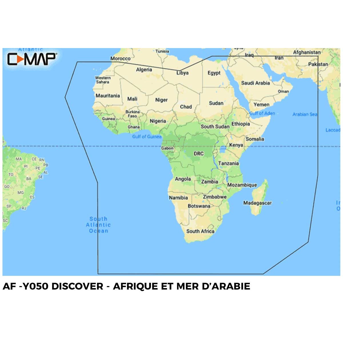 Carte C-MAP DISCOVER - Zone Afrique - AF-Y050 - Afrique et mer d'arabie