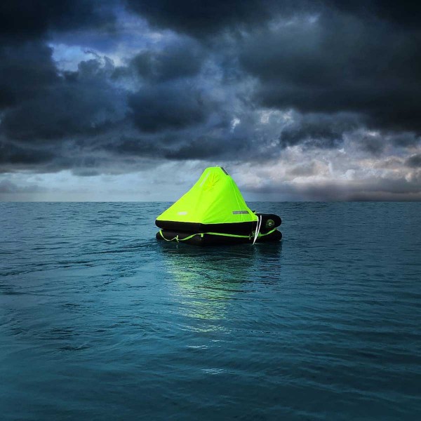 Radeau de survie hauturier compact avec armement complet +24H tente jaune fluo visibilité accrue - N°20 - comptoirnautique.com