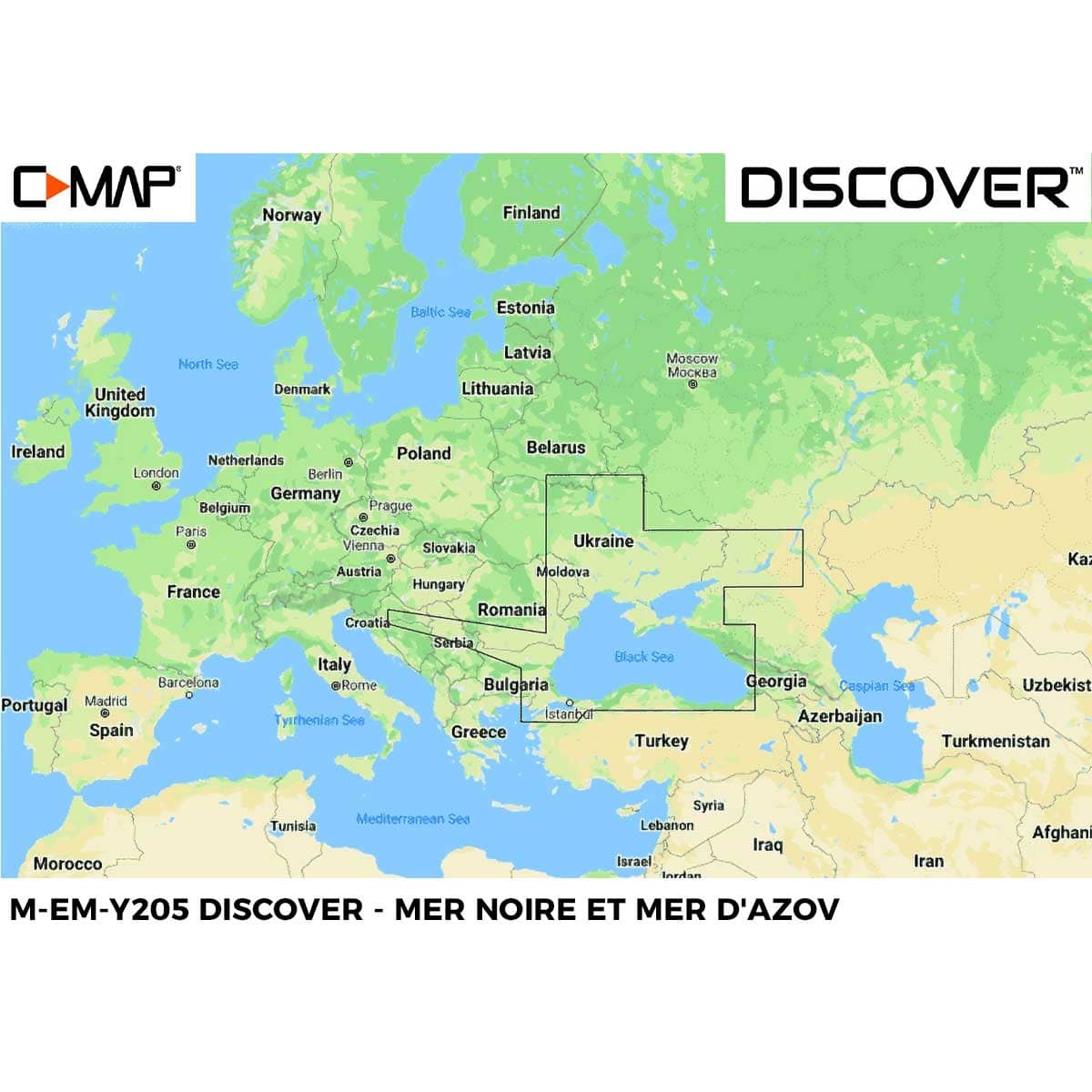 EM-Y205-MS : Mer noire et Mer d'Azov - Carte C-MAP DISCOVER - Zone EUROPE de L'Est