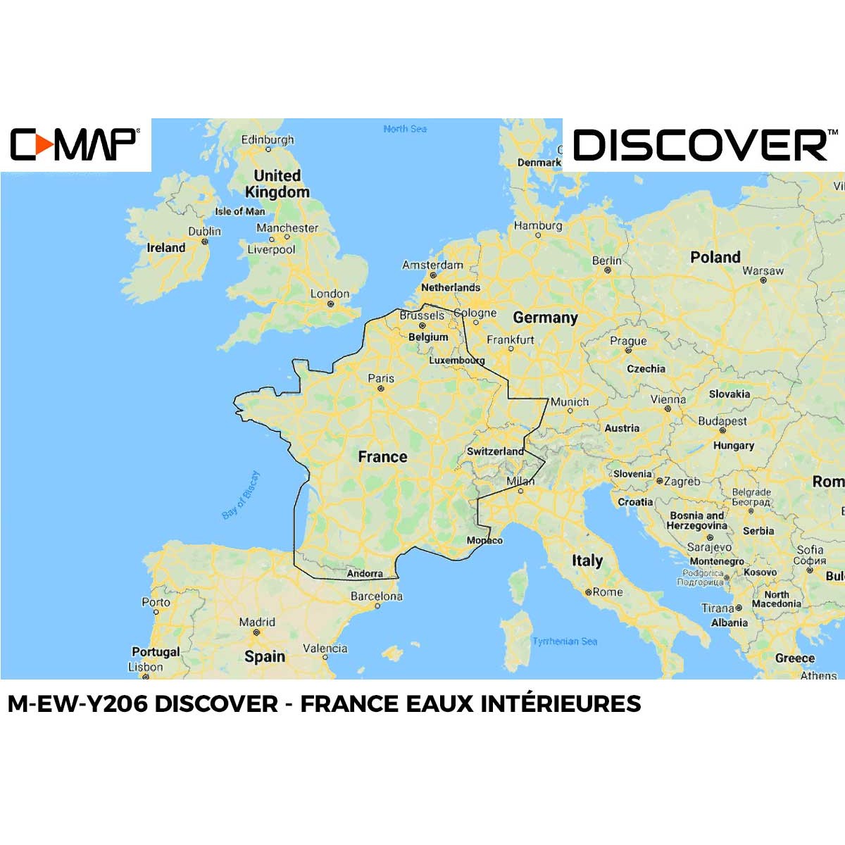 EW-206 - France eau intérieures - Carte C-MAP DISCOVER - Zone EUROPE Centrale