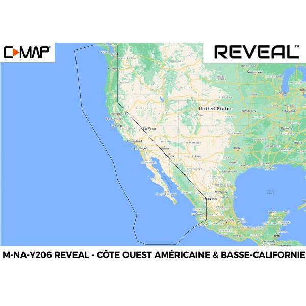 Carte C-MAP REVEAL NA-206 Côte Ouest Américaine et Basse-Californie - N°1 - comptoirnautique.com