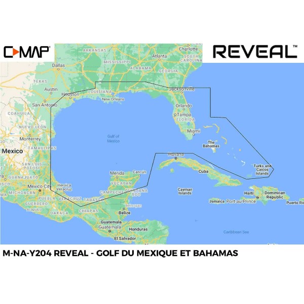 Carte C-MAP REVEAL NA-204 Golf du Mexique et Bahamas - N°1 - comptoirnautique.com 