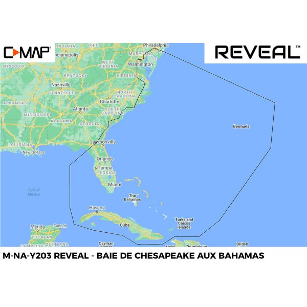 Carte C-MAP REVEAL NA-203 Baie de Chesapeake aux Bahamas - N°2 - comptoirnautique.com