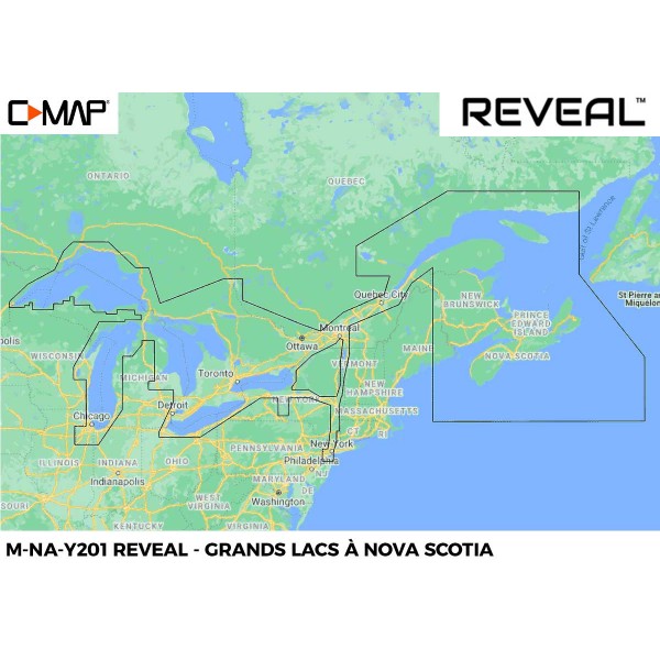 Carte C-MAP REVEAL NA-201 Grands Lacs à Nova Scotia - N°1 - comptoirnautique.com 