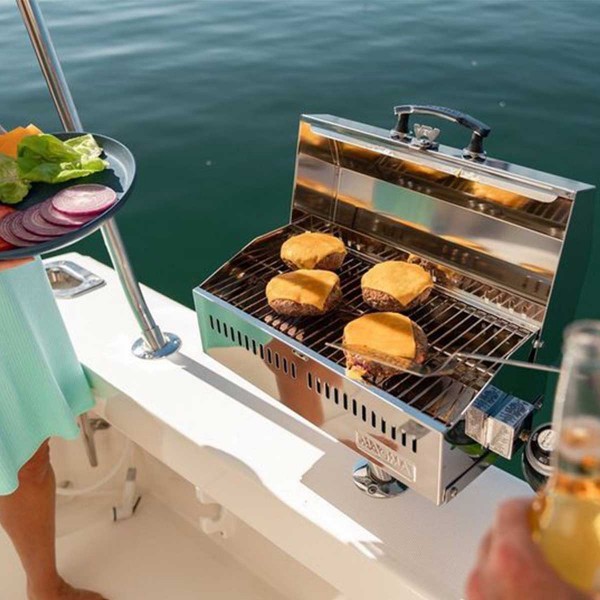 Barbecue Gaz Naturel Portable 5 Brûleurs - Puissance 2,5 KW Par Brûleur, Idéal Camping, Pêche, Extérieur