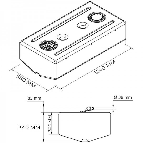 Réservoir rigide à eau 190L Can-SB dimensions - N°1 - comptoirnautique.com
