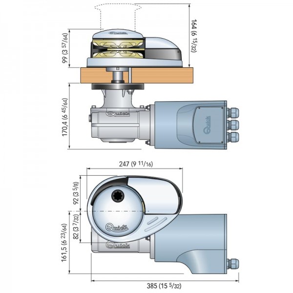 Guindeau vertical Prince DP3 24V 1500 W - cotes - N°7 - comptoirnautique.com