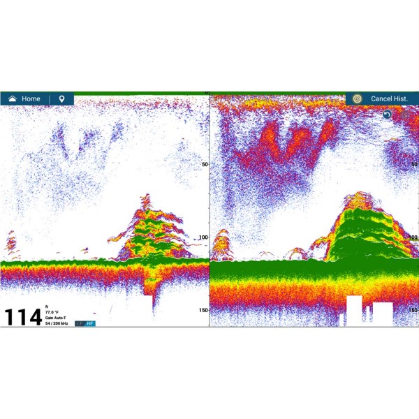 Module sondeur DFF3-UHD Furuno avec Echos de poissons autour d'une structure et couche intermédiaire mode couleur plein soleil - N°5 - comptoirnautique.com