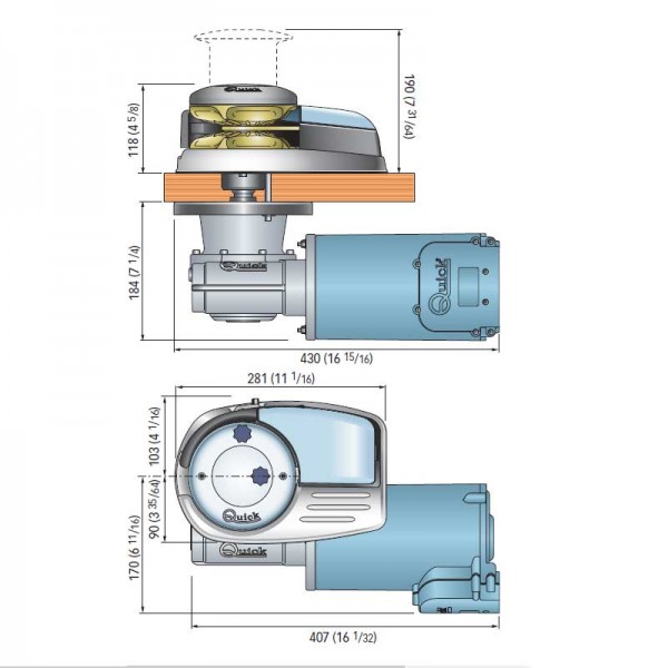 Guindeau vertical Dylan DR4 24 V - 2000 W - N°6 - comptoirnautique.com