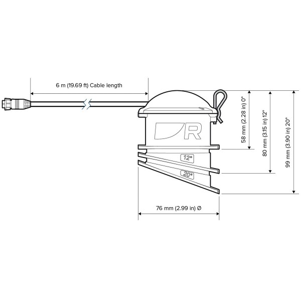 Sonde CPT-S High CHIRP à coller Raymarine dimensions - N°1 - comptoirnautique.com
