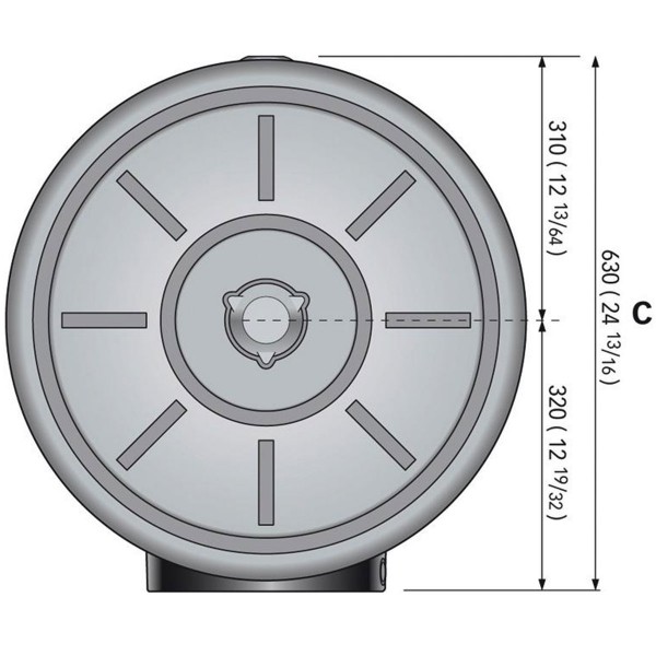 Chauffe-eau cylindrique BK2 200L vu dessous dimensions - N°3 - comptoirnautique.com