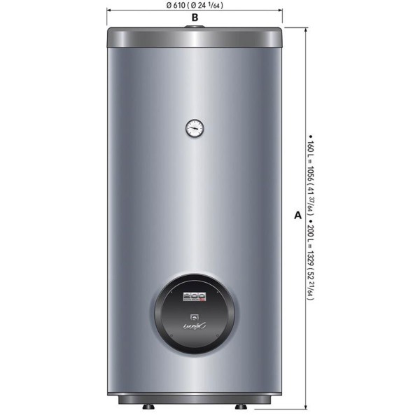 Chauffe-eau cylindrique BK2 200L dimension - N°2 - comptoirnautique.com