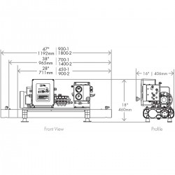 Dessalinisateur compact Seafari VERSATILE 70 L/h 220V HRO Systems schéma des dimensions