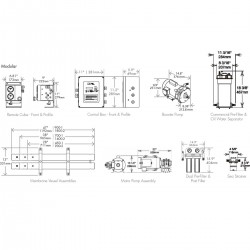 Dessalinisateur modulaire Seafari VERSATILE 285 L/h 220V HRO systems schéma des dimensions