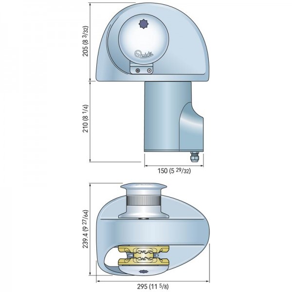 Guindeau horizontal Eagle 24V - cotes - N°6 - comptoirnautique.com