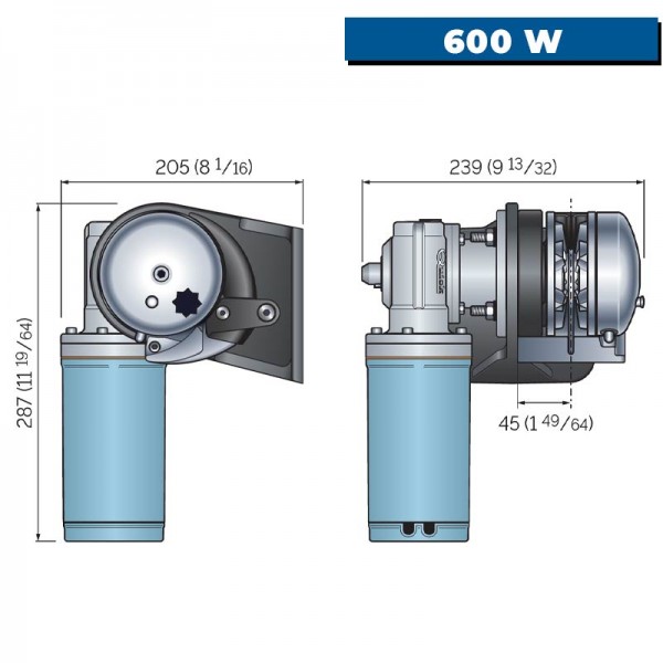 Guindeau sur cloison d'étrave Balder BL2 FF - 600 W - cotes - N°4 - comptoirnautique.com
