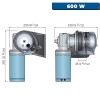 Guindeau sur cloison d'étrave Balder BL2 FF - 600 W - cotes - N°4 - comptoirnautique.com