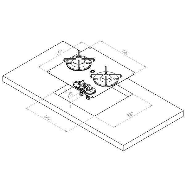 Plaque de cuisson en inox - 2 feux Navy Load dimensions - N°2 - comptoirnautique.com