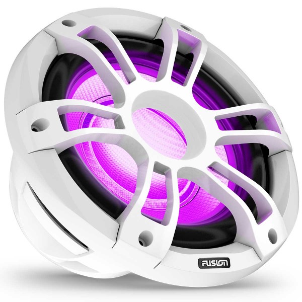 Caisson de basse Fusion Signature Serie 3i Sport blanc allumé en rose - N°11 - comptoirnautique.com