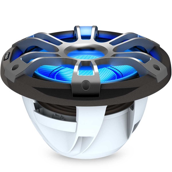 Caisson de basse Fusion Signature Serie 3i Sport Gris dessus allumé en bleu - N°8 - comptoirnautique.com