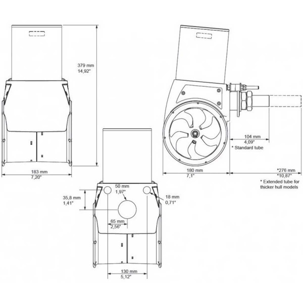 Propulseur externe poupe SX50/140 50kg 12V Sleipner dimensions - N°2 - comptoirnautique.com