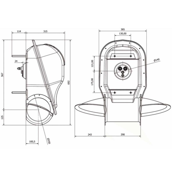Propulseur de poupe SX100/185T Sleipner dimensions - N°7 - comptoirnautique.com