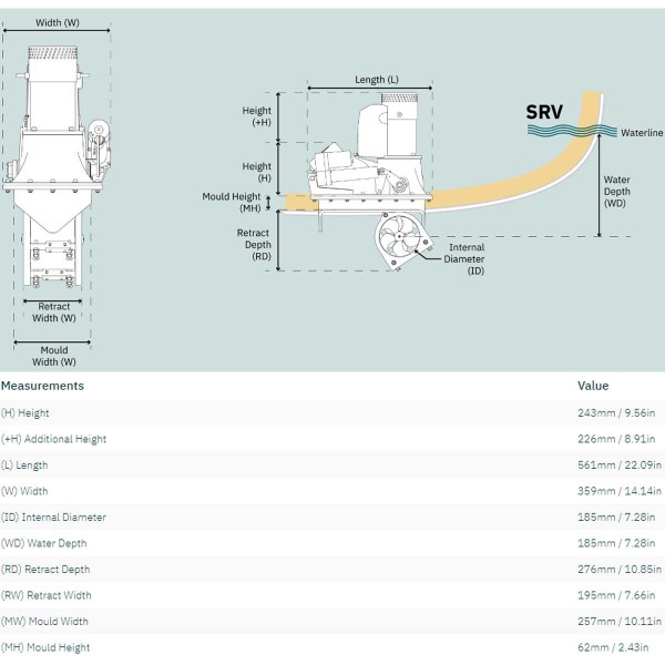 Propulseur rétractable SRV100 / 185T Sleipner dimensions - N°4 - comptoirnautique.com