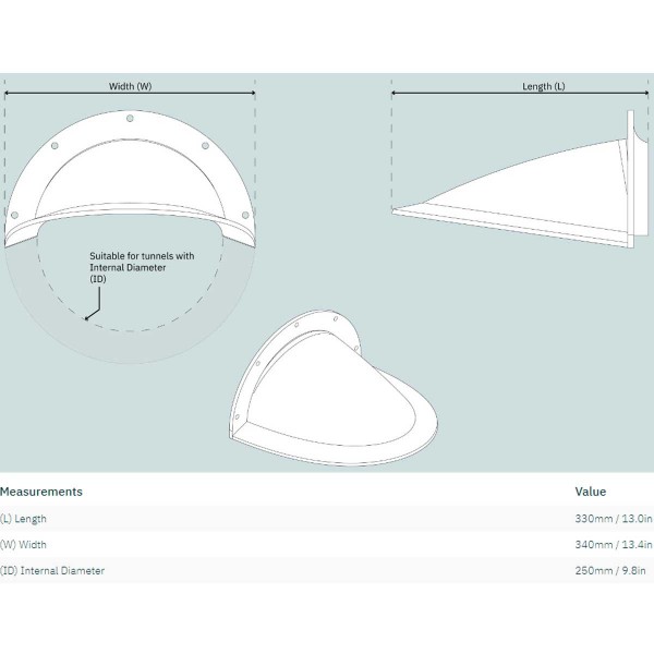 Déflecteur tunnel de poupe Ø 250 mm / Longueur 1010 mm Sleipner dimensions - N°5 - comptoirnautique.com
