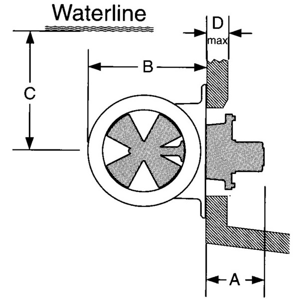 Tunnel de poupe pour propulseur hydraulique SH550 Sleipner schéma des dimensions - N°3 - comptoirnautique.com