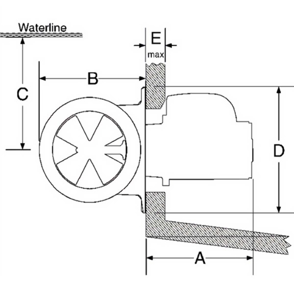Tunnel de poupe pour propulseur électrique SE30 et SE40 Sleipner schéma des dimensions - N°2 - comptoirnautique.com