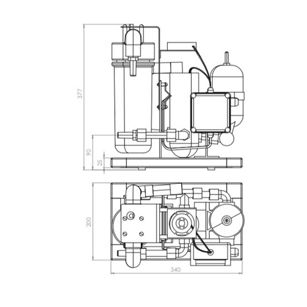 Dessalinisateur Modular 35 L/H Schenker schéma des dimensions de la pompe de gavage - N°17 - comptoirnautique.com